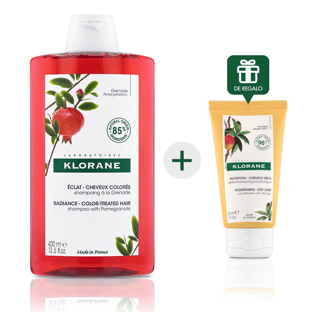 Klorane granada shampoo para cabello teñido + regalo!