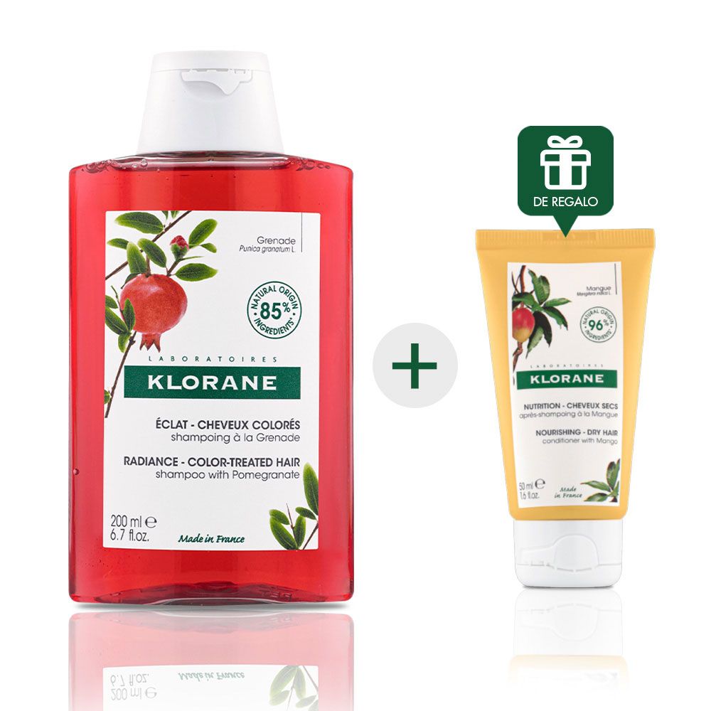 Klorane granada shampoo para cabello teñido + regalo!