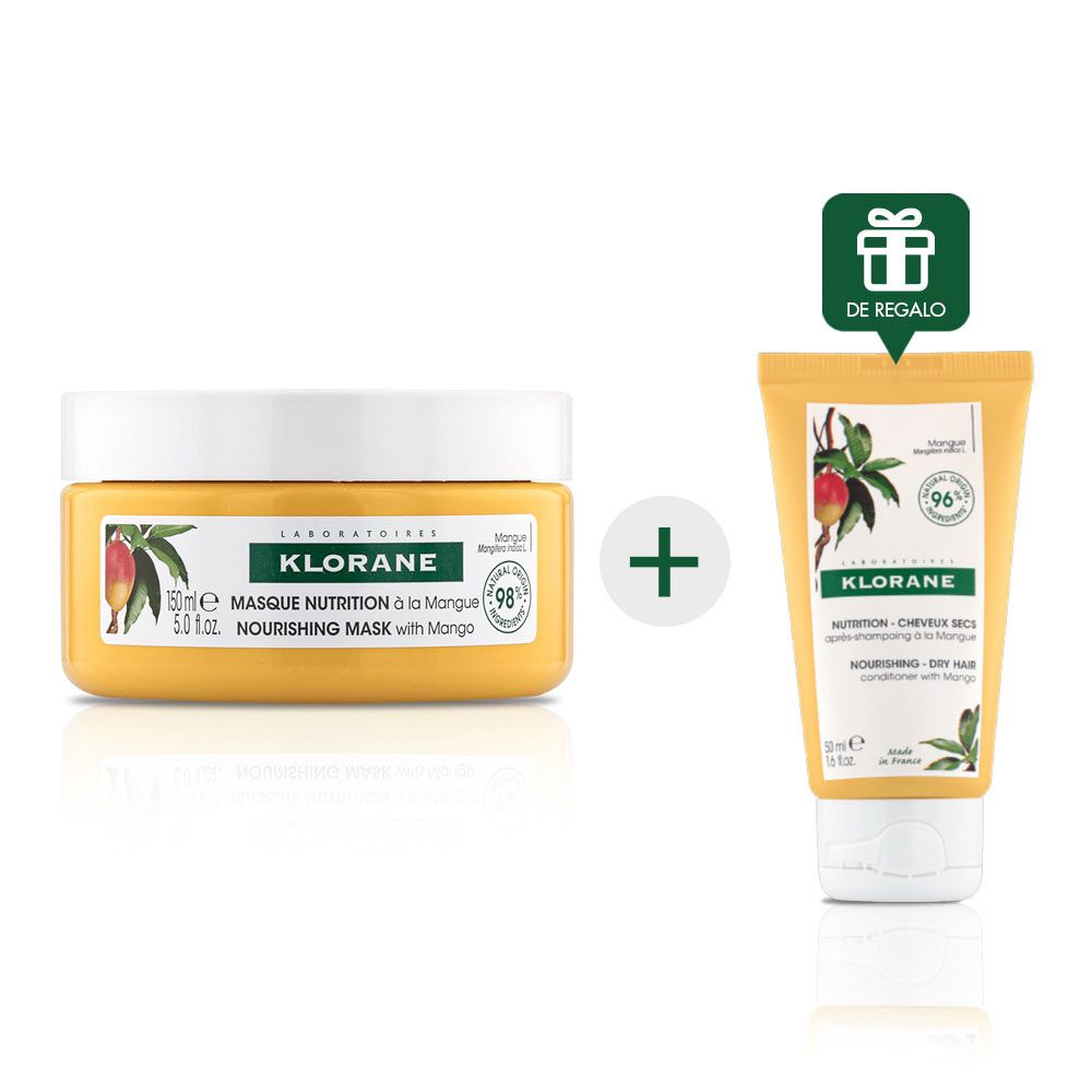 Klorane mango mascarilla reparadora cabello seco + regalo!
