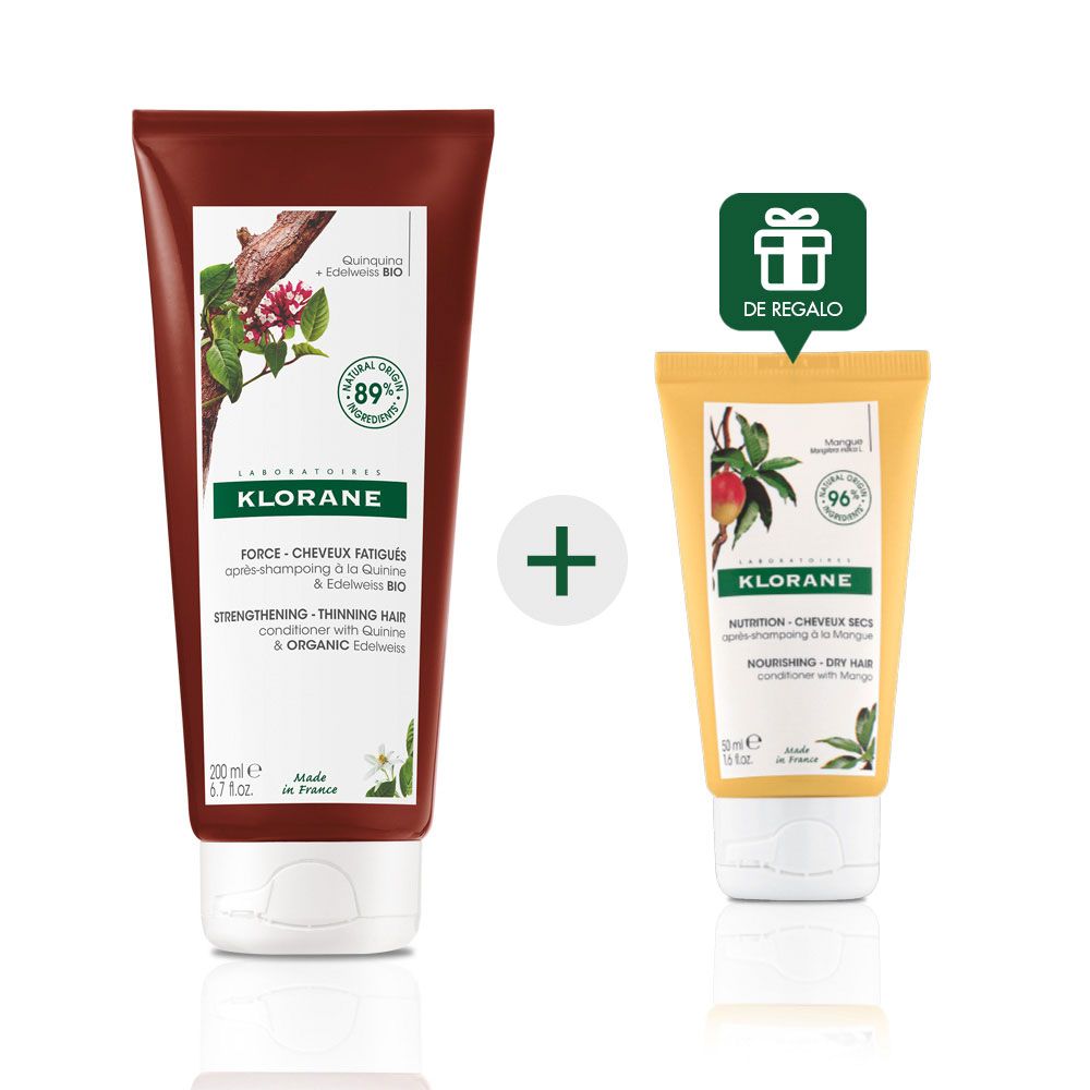 Klorane quinina acondicionador cabello frágil + regalo!