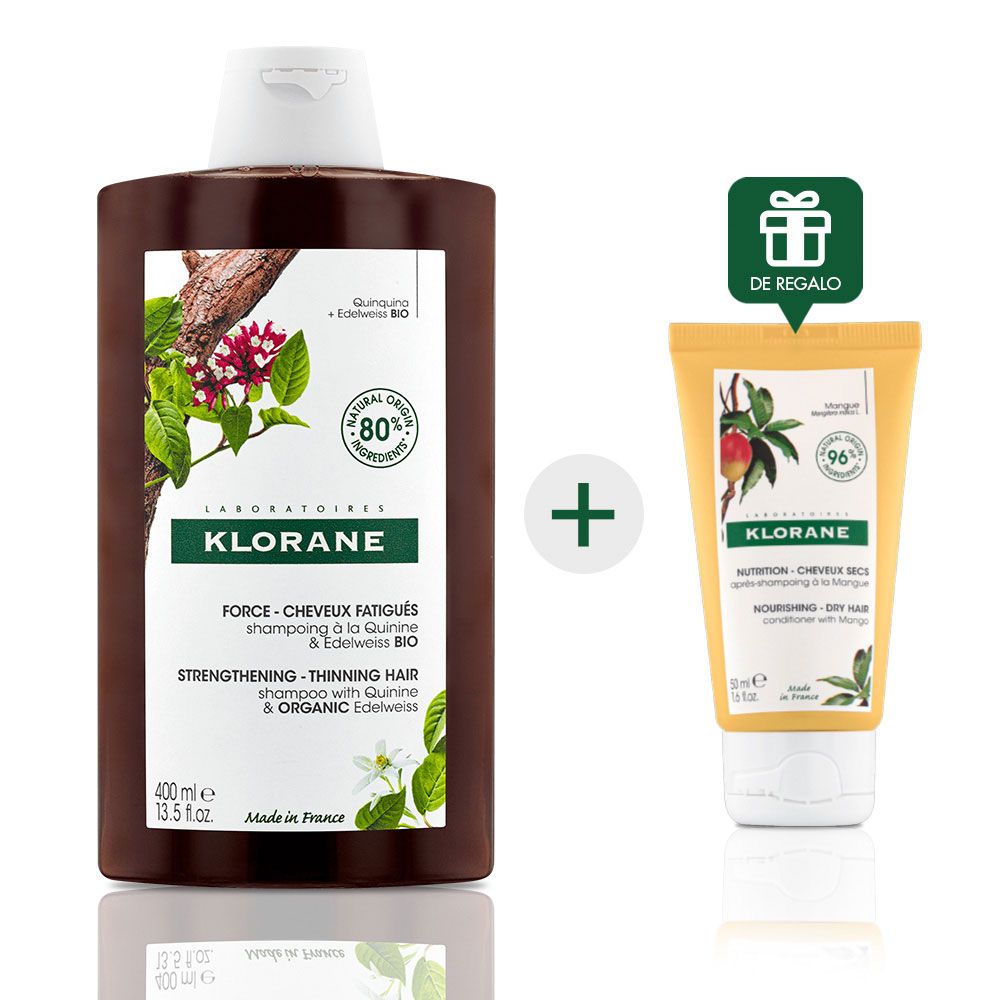 Klorane quinina shampoo para la caí­da del cabello + regalo!