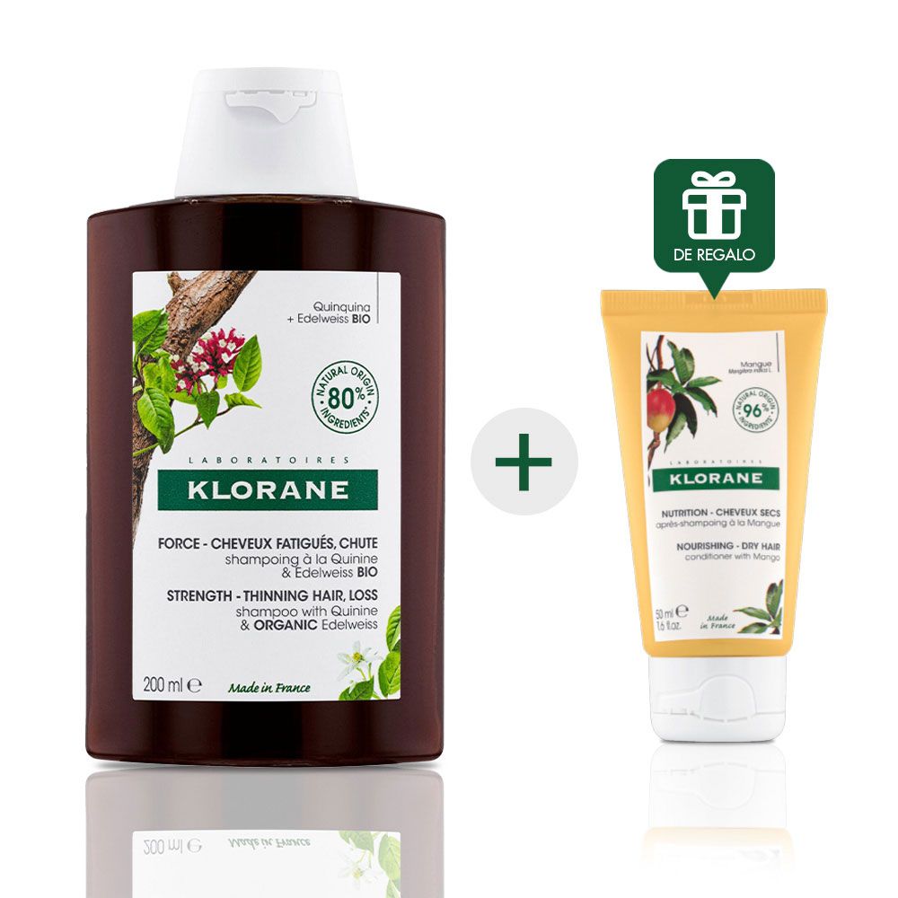 Klorane quinina shampoo para la caí­da del cabello + regalo!
