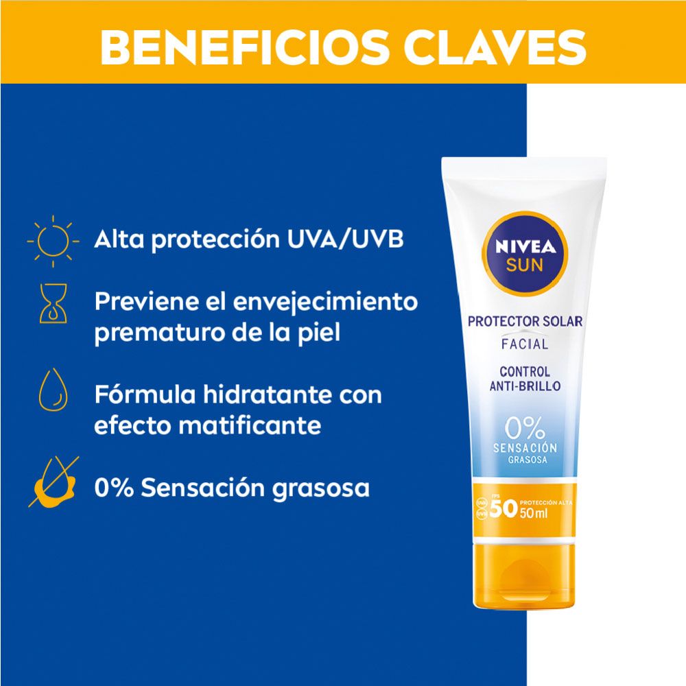 Nivea Sun Control Anti brillo Protector Solar Fps50X 50ml