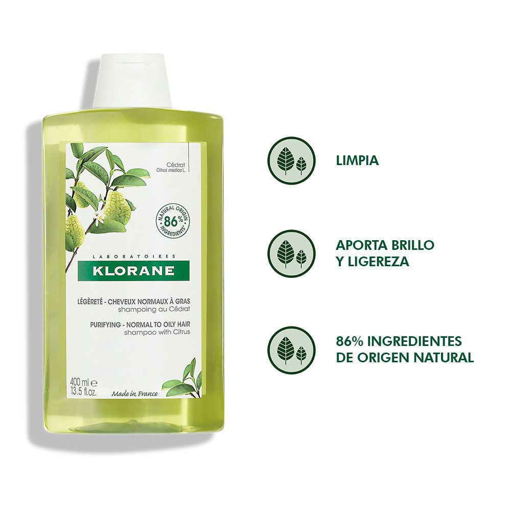 Klorane cidra shampoo uso frecuente cabello tendencia oleosa