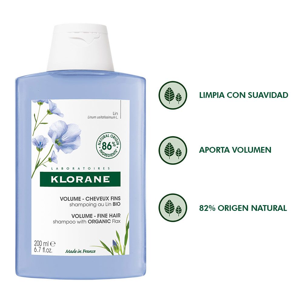 Klorane lino shampoo para cabello fino sin volumen