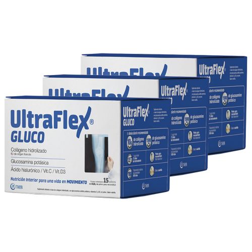 Pack 3 Ultraflex Gluco Colágeno Hidrolizado En Sobres