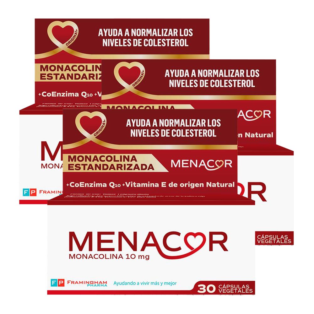 Pack 3 Menacor Monacolina K X 30 Cápsulas