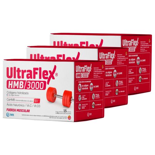 Pack 3 Ultraflex Hmb 3000 Colágeno Hidrolizado