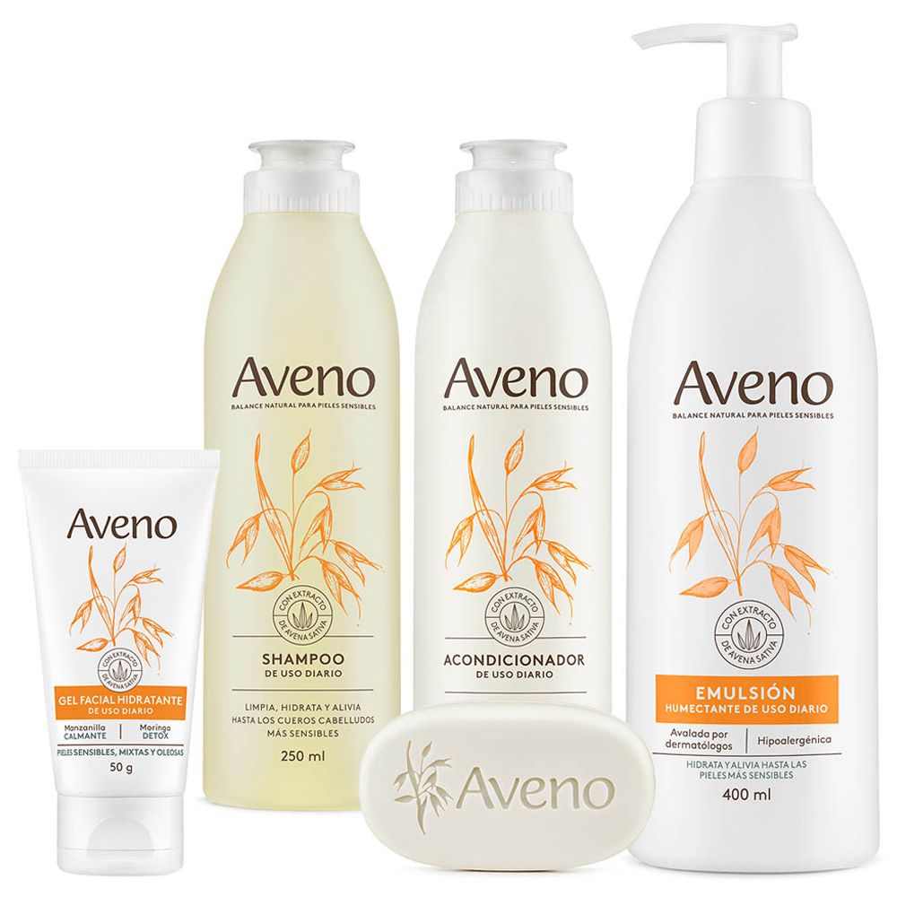 Aveno Combo Cuidado Capilar Corporal Facial Piel Sensible