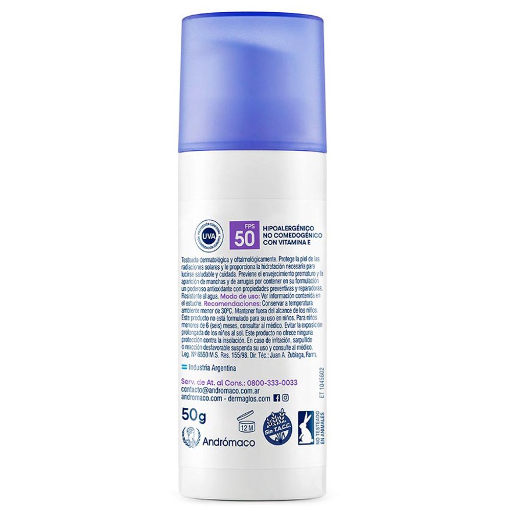 Dermaglós Protector Solar Fps50 Facial Crema Color