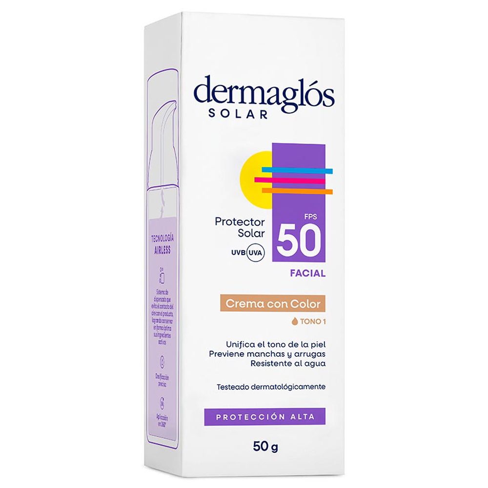 Dermaglós Protector Solar Fps50 Facial Crema Color