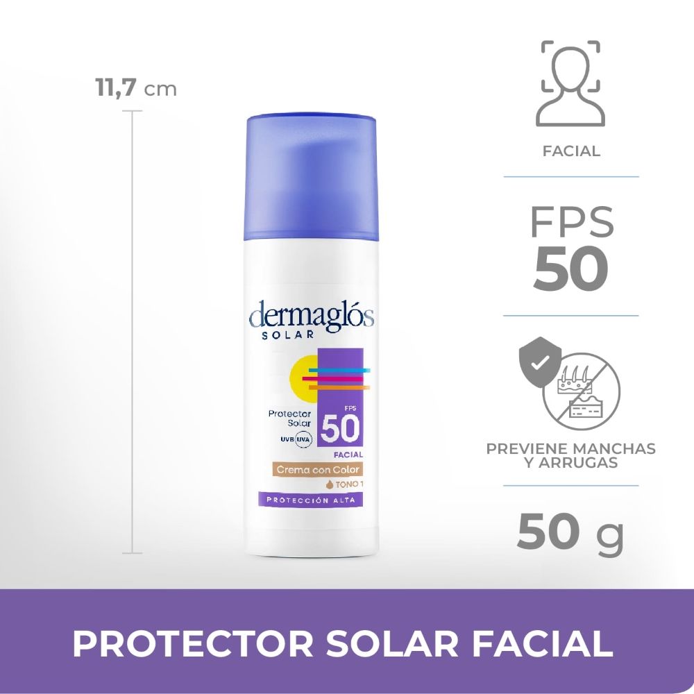 Dermaglós Protector Solar Fps50 Facial Crema Color