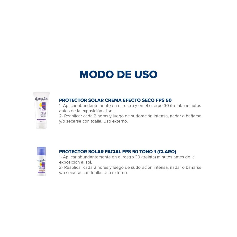 Dermaglós Solar Combo Protección Corporal Facial Color Claro