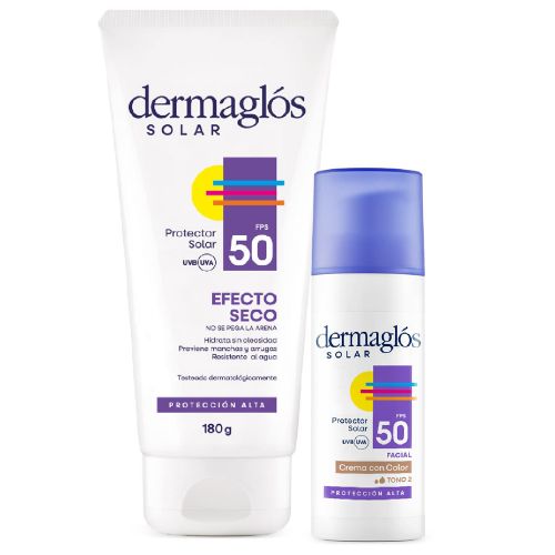 Dermaglós Solar Combo Protección Corporal Facial Color Medio