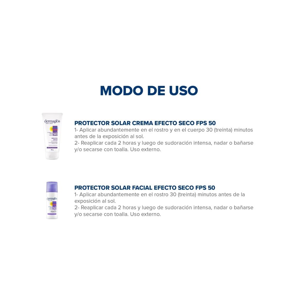 Dermaglós Solar Combo Protección Corporal Facial Efecto Seco