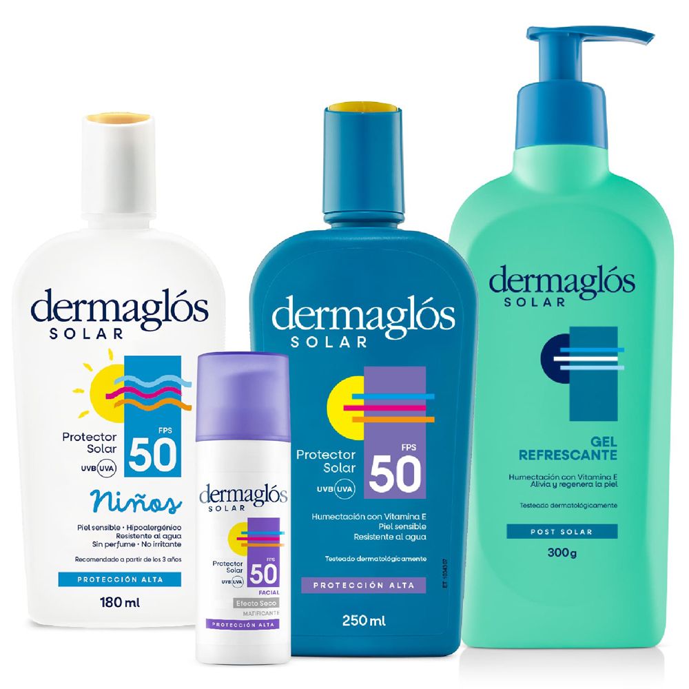Dermaglós Solar Combo Protección Corporal Facial Familiar