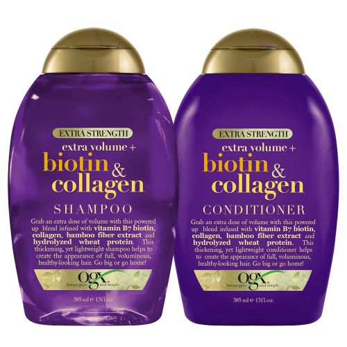 Combo Ogx Biotin & Collagen Extra Volumen Shampoo + Acond