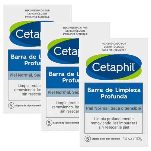 Pack 3 Cetaphil Barra De Limpieza Profunda Rostro Y Cuerpo