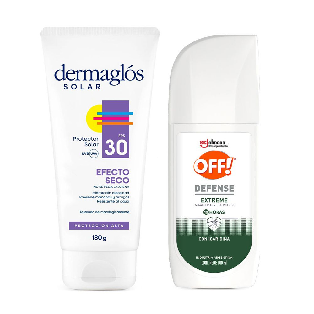 Kit Dermaglós Solar Efecto Seco + Off Defense Extreme Spray