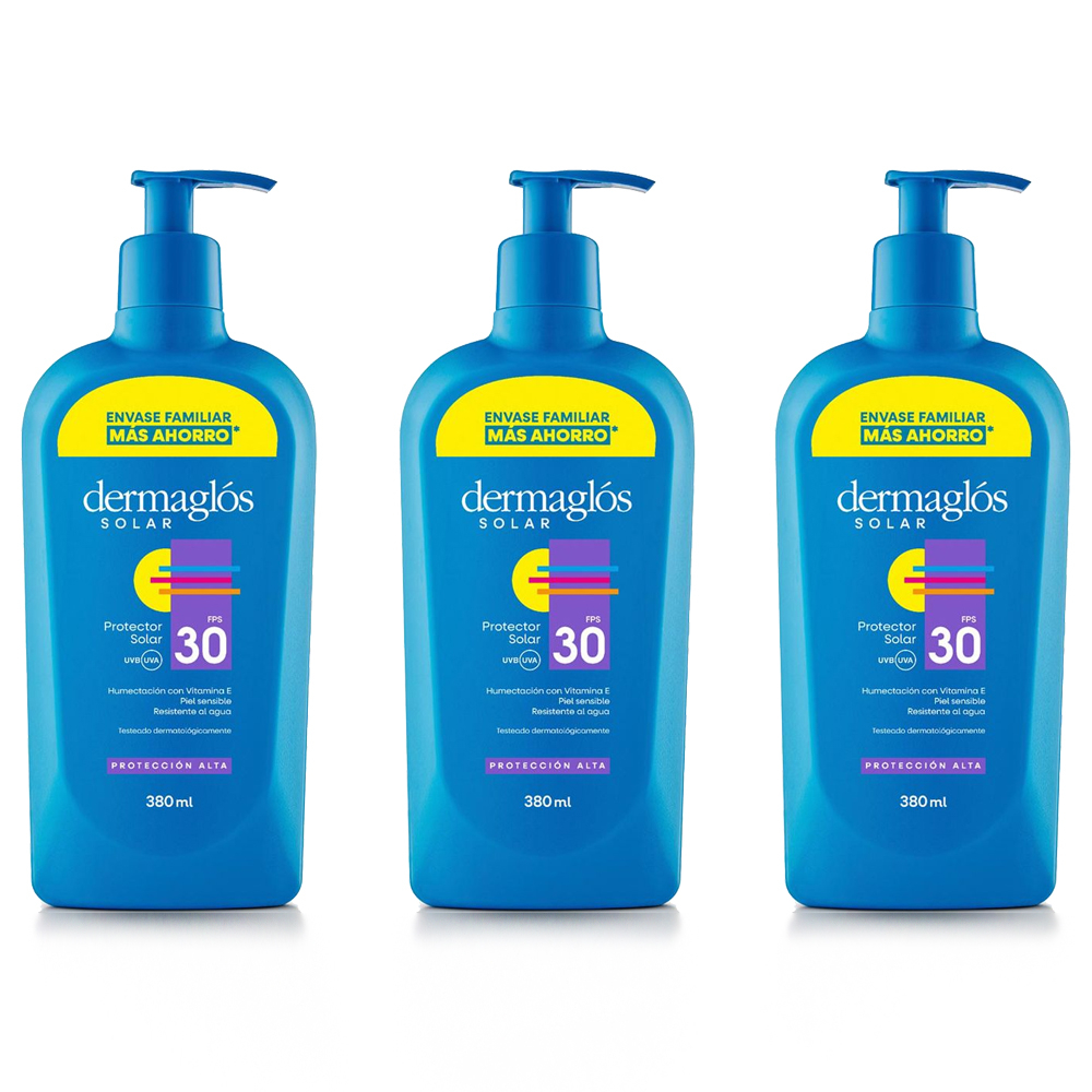 Pack 3 Dermaglós Protector Solar Fps30 X 380ml