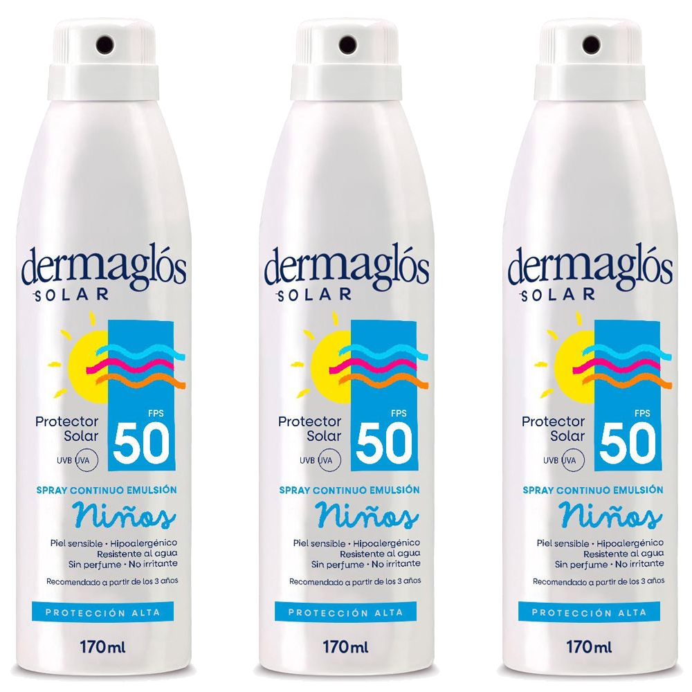 Pack 3 Dermaglós Protector Solar Fps50 Niños Spray