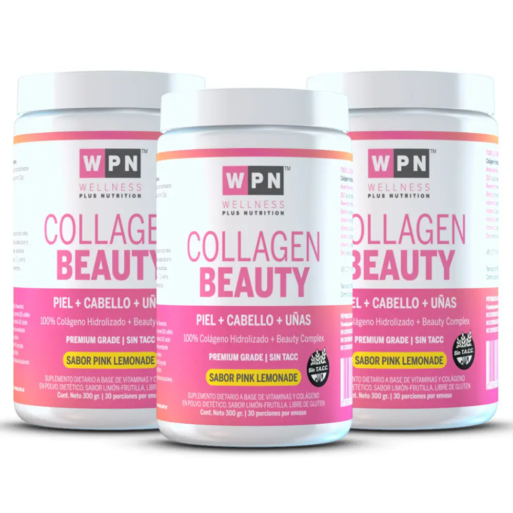 Pack 3 Wpn Collagen Beauty En Polvo Sabor Pink Lemonade