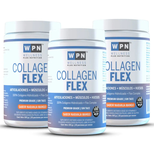 Pack 3 Wpn Collagen Flex En Polvo Sabor Naranja Mango