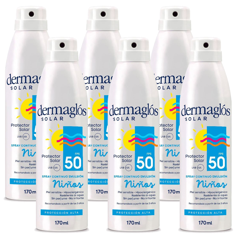 Pack 6 Dermaglós Protector Solar Fps50 Niños Spray