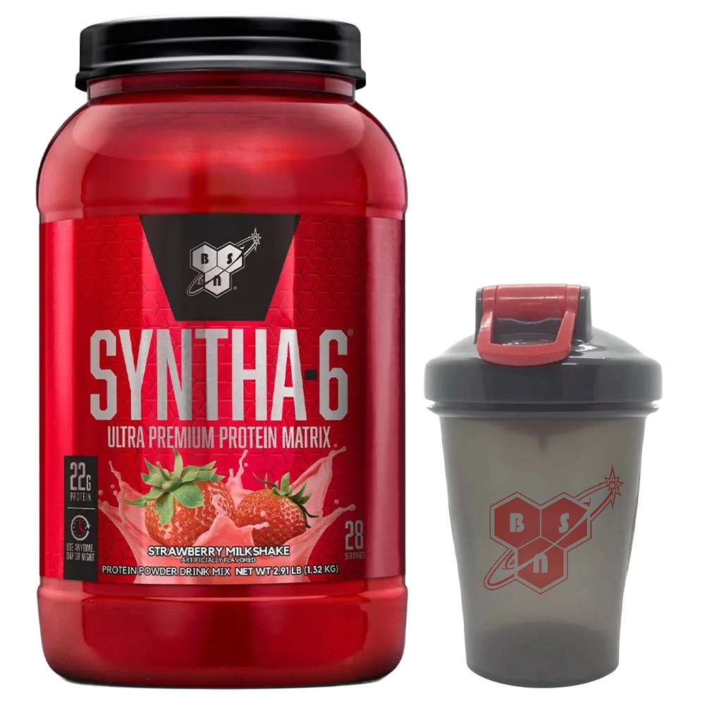 Combo Bsn Syntha-6 Proteína Frutilla Y Shaker Vaso Mezclador