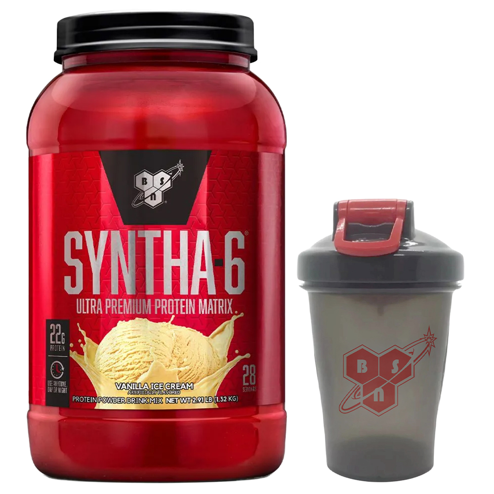 Combo Bsn Syntha-6 Proteína Vainilla Y Shaker Vaso Mezclador