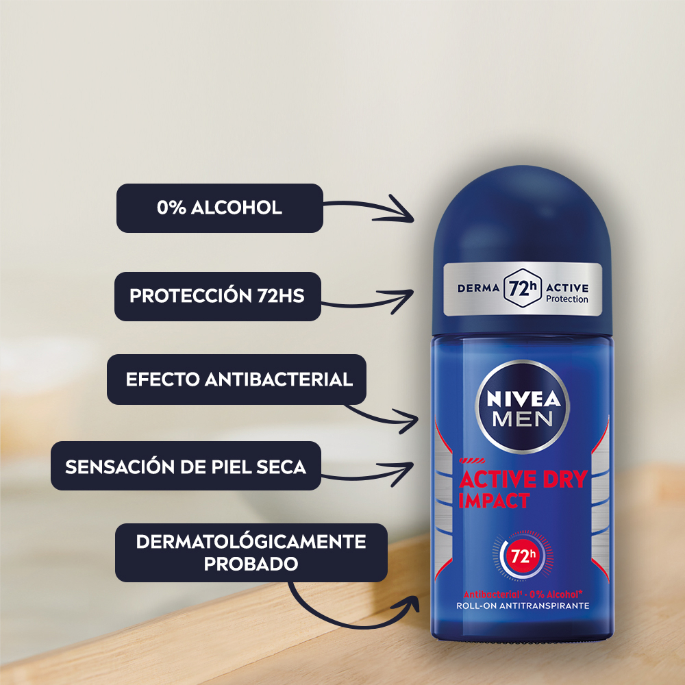 Nivea Men Desodorante Active Dry Impact Roll On