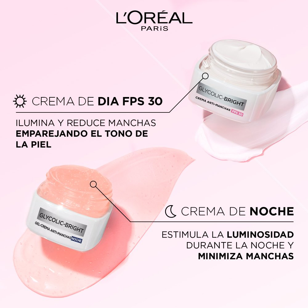 Loreal Paris Glycolic Bright Crema Día Anti-manchas Fps30