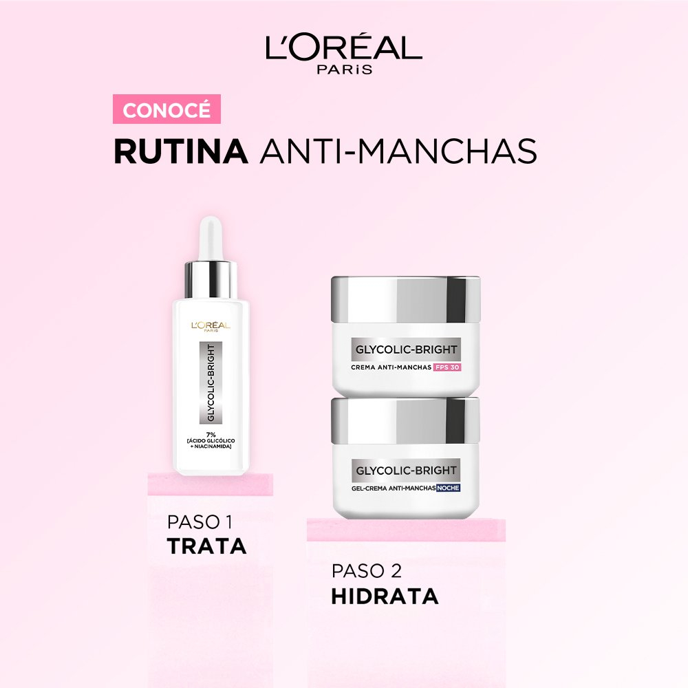 Loreal Paris Glycolic Bright Crema Día Anti-manchas Fps30