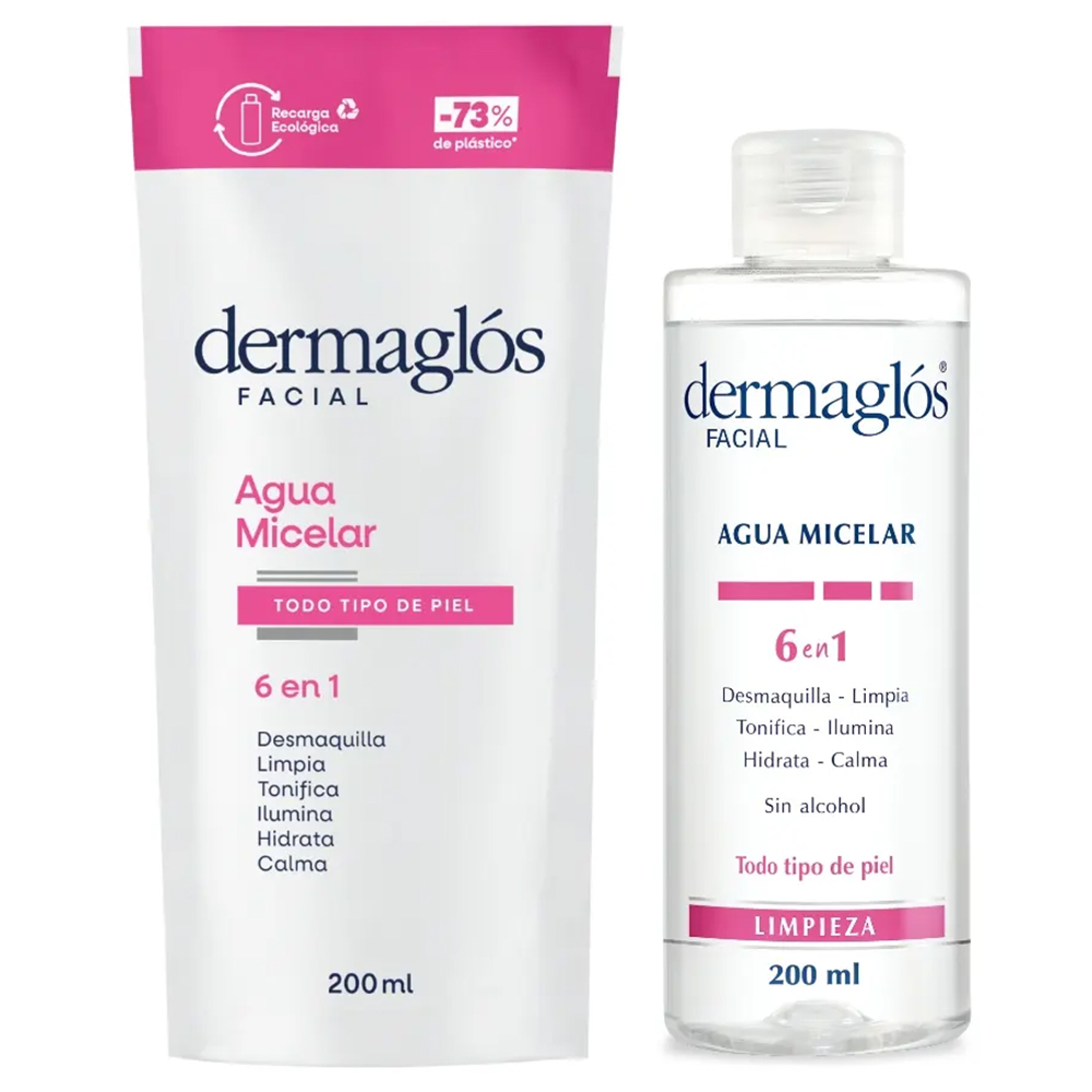 Combo Dermaglós Facial Agua Micelar 6 En 1