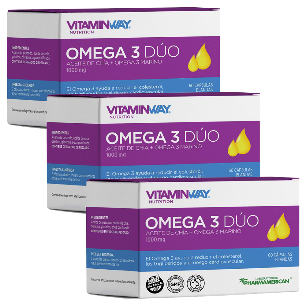 Pack 3 Vitamin Way Omega 3 Dúo Aceite De Chí­a + Omega 3 Marino