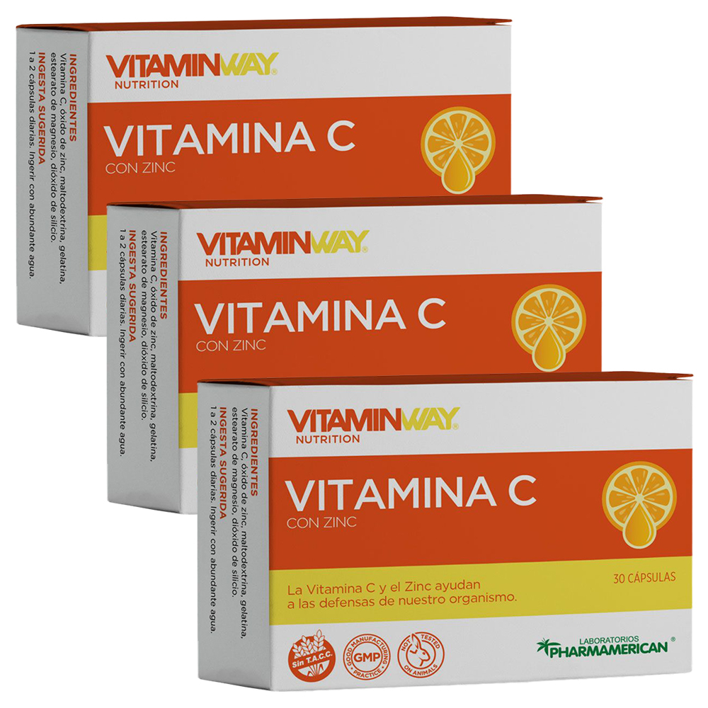 Pack 3 Vitamin Way Vitamina C Con Zinc Cápsulas