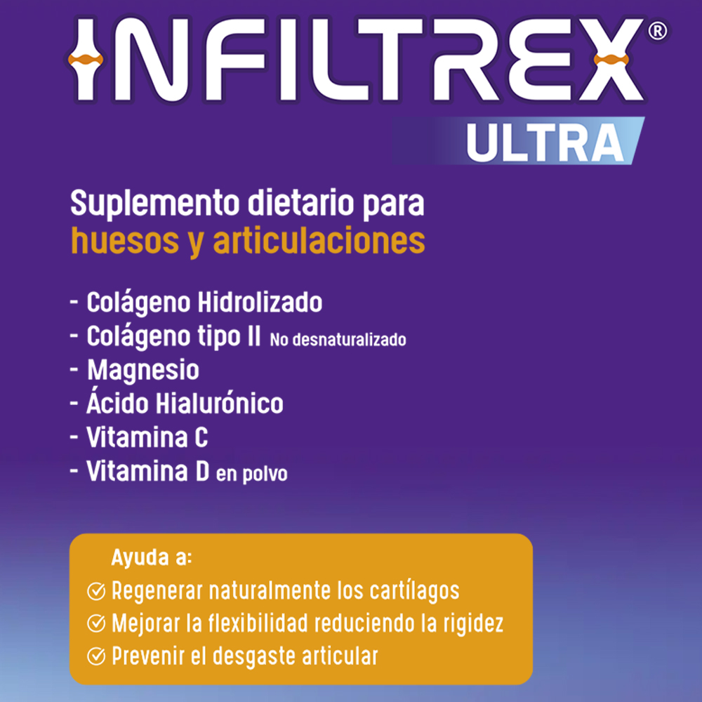 Pack 3 Infiltrex Ultra Huesos Y Articulaciones En Polvo