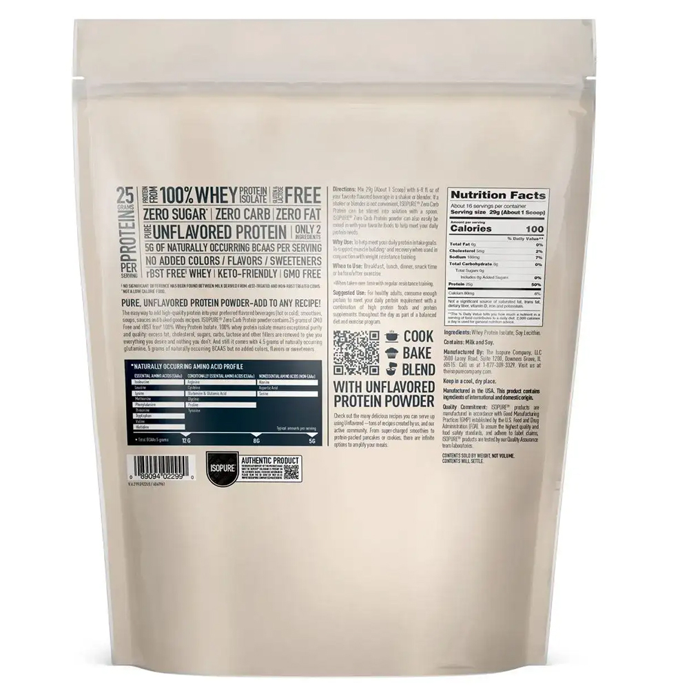 Isopure Zero Carb Proteína Sin Sabor En Polvo