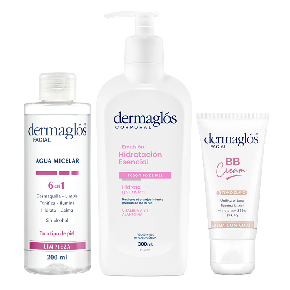Dermaglós Combo Limpieza Hidratación Profunda Con Color