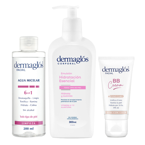 Dermaglós Combo Limpieza Hidratación Profunda Con Color