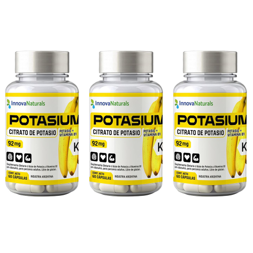 Pack 3 Innovanaturals Potassium + B1 Suplemento Dietario