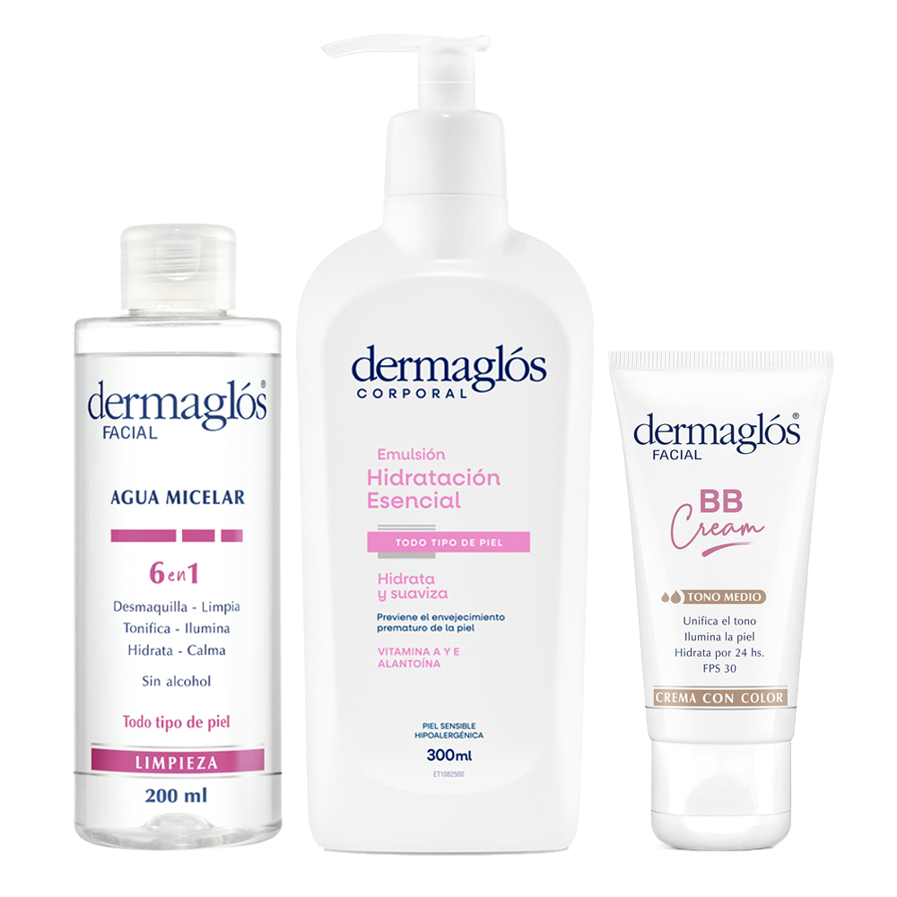 Dermaglós Combo Limpieza Hidratación Profunda Con Color