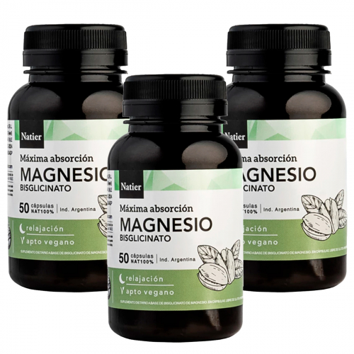Pack 3 Natier Magnesio Bisglicinato Relajación Suplemento