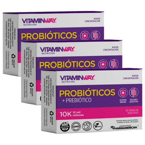 Pack 3 Vitamin Way Probióticos + Prebiótico 10k Suplemento