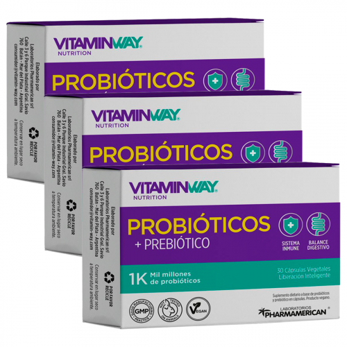 Pack 3 Vitamin Way Probióticos + Prebiótico Cápsulas