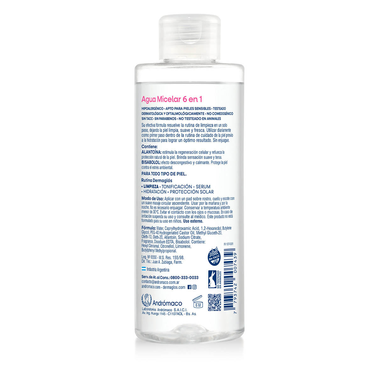 Dermaglós Facial Agua Micelar 6 En 1 X 400ml