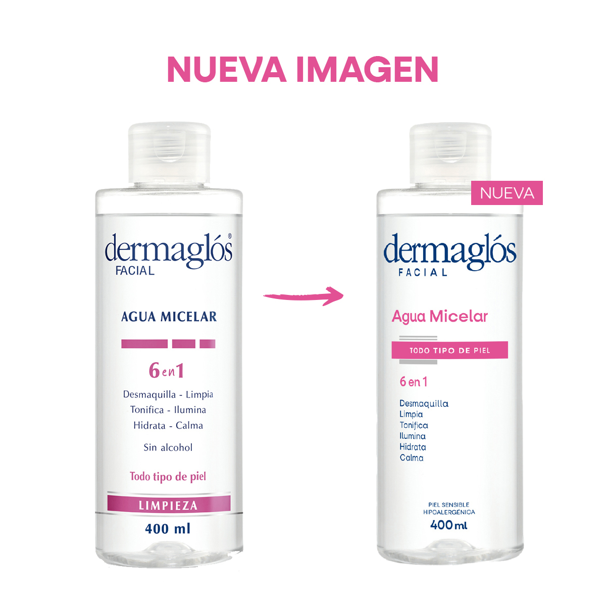 Dermaglós Facial Agua Micelar 6 En 1 X 400ml