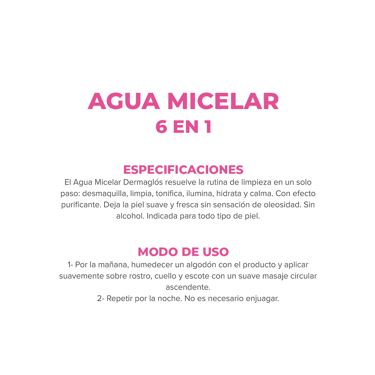 Dermaglós Facial Agua Micelar 6 En 1 X 400ml