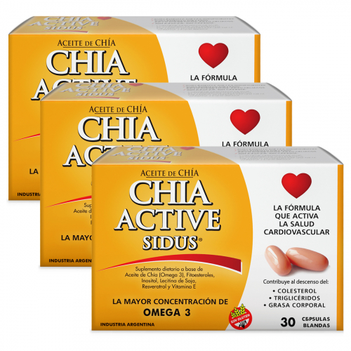 Pack 3 Chia Active Aceite De Chía Suplemento Dietario