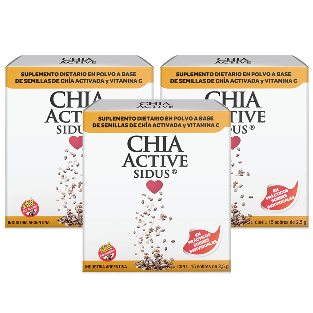Pack 3 Chia Active Omega 3 + Vitamina C En Polvo